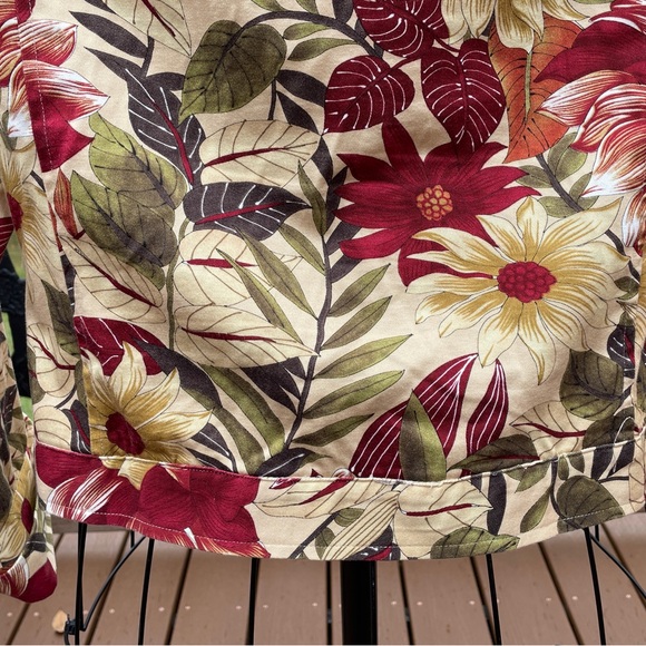 Women's Suzette Fall Floral Cotton Spandex Jacket Large Tan Burgundy Green - Picture 9 of 9